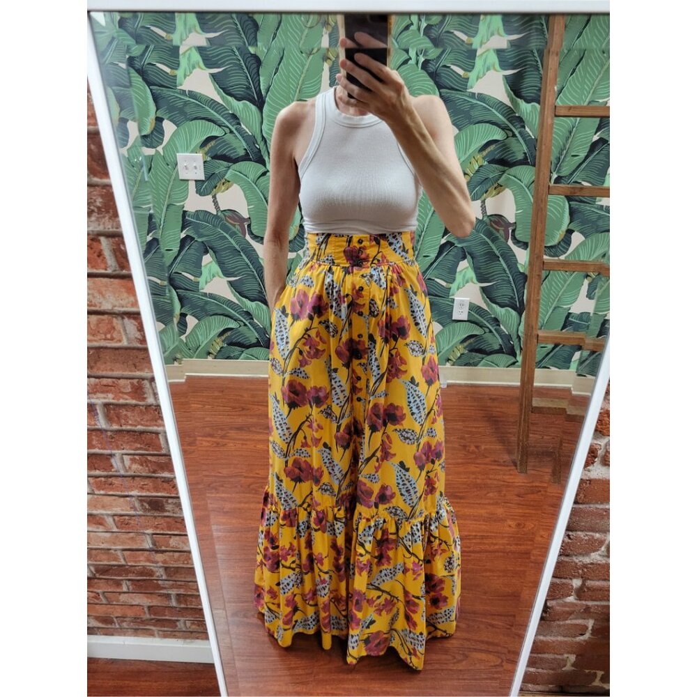NWOT A.L.C. Maxi Skirt in Yellow-Pink Floral